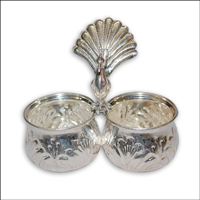 "Silver Haldi Kumkum Stand - Click here to View more details about this Product